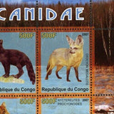 Congo Canin Fox Wild Animal Cuon Alpinus Souvenir Sheet of 4 Stamps Mint NH