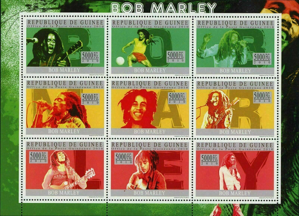 Bob Marley Stamp Reggae Music Artist S/S MNH 9 Stamps