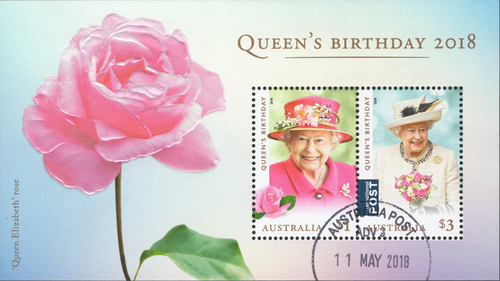 Australia stamp Queen Elizabeth Rose Flower Souvenir sheet