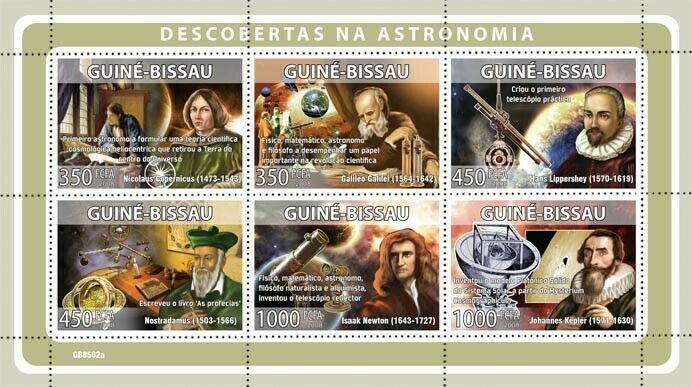 Astronomy Stamp Space Copernicus Galileo Nostradamus Newton Kepler S/S MNH