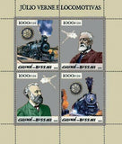 Steam Train Stamp Transportation Jules Verne Locomotive S/S MNH #2926-2929