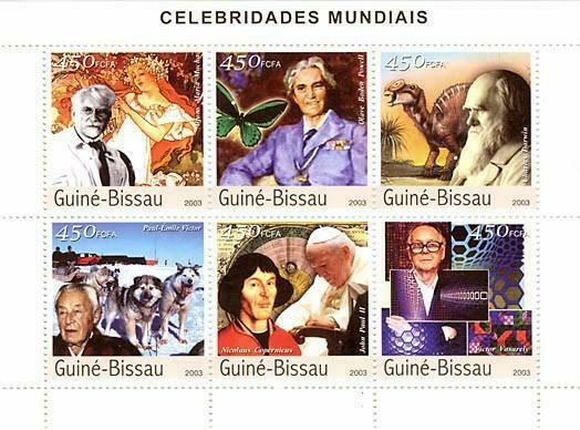 Famous People Stamp Mucha O.B.Powell Darwin P.E. Victor Copernicus S/S MNH