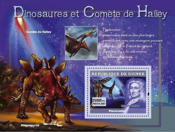 Space Dinosaur Stamp Pteranodon Stegosaurus Edmund Halley S/S MNH #4768 /Bl.1222