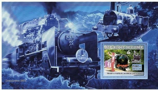 Train Stamp Steam Train Model 241-A-65 Locomotive S/S MNH #4400 / Bl.1038