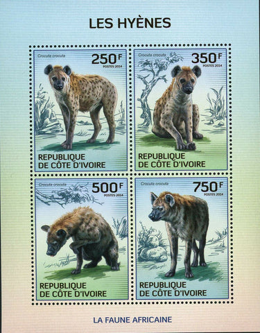 Hyenas Stamp Wild Animal Crocuta Crocuta S/S MNH #1589-1592