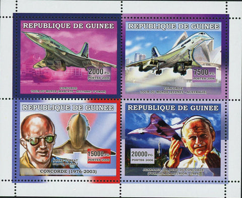 Concorde Stamp Transportation Airplane Pope John Paul II Andre Turcat S/S MNH
