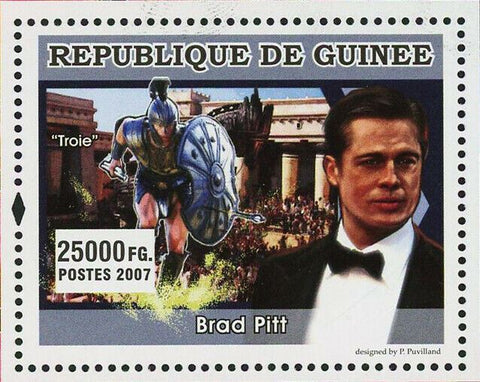 Brad Pitt Stamp Troya Fight Club Mr. and Mrs. Smith Actor Movie Cinema S/S MNH