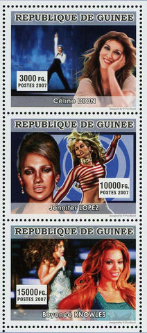 Music Stars Stamp Celine Dion Jennifer Lopez Beyonce Knowles S/S MNH #4923-4925