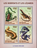 Snakes Lizards Stamps Trachylepis Affinis Hapsidophrys Smaragdina S/S MNH #1529