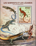 Snakes Lizards Stamps Trachylepis Quinquetaeniata Juvenile S/S MNH #1533/Bl.193
