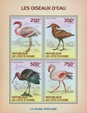 Water Birds Stamp Scopus Umbretta Phoenicopterus Minor Plegadis Falcinellus S/S
