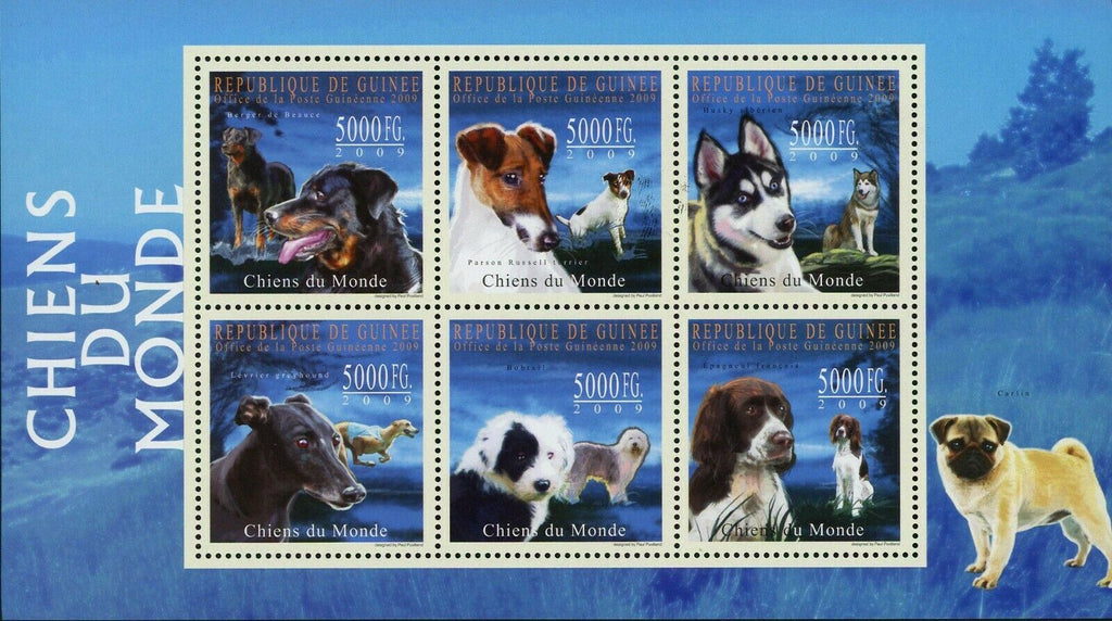 Dogs Stamp Berger De Beauce Levrier Greyhound Parson Russell Bobtail S/S MNH