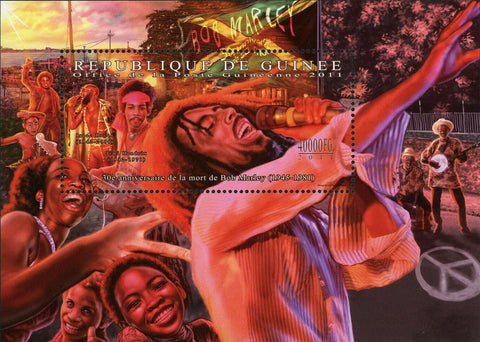 Bob Marley Stamp Singer Reggae Jimi Hendrix Isaac Hayes S/S MNH #8743 / Bl.2004