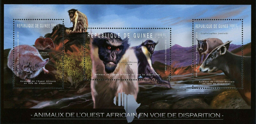 Wild Animals Stamp Cercopithecus Diana Cephalophus Jentinki Crocidura S/S MNH