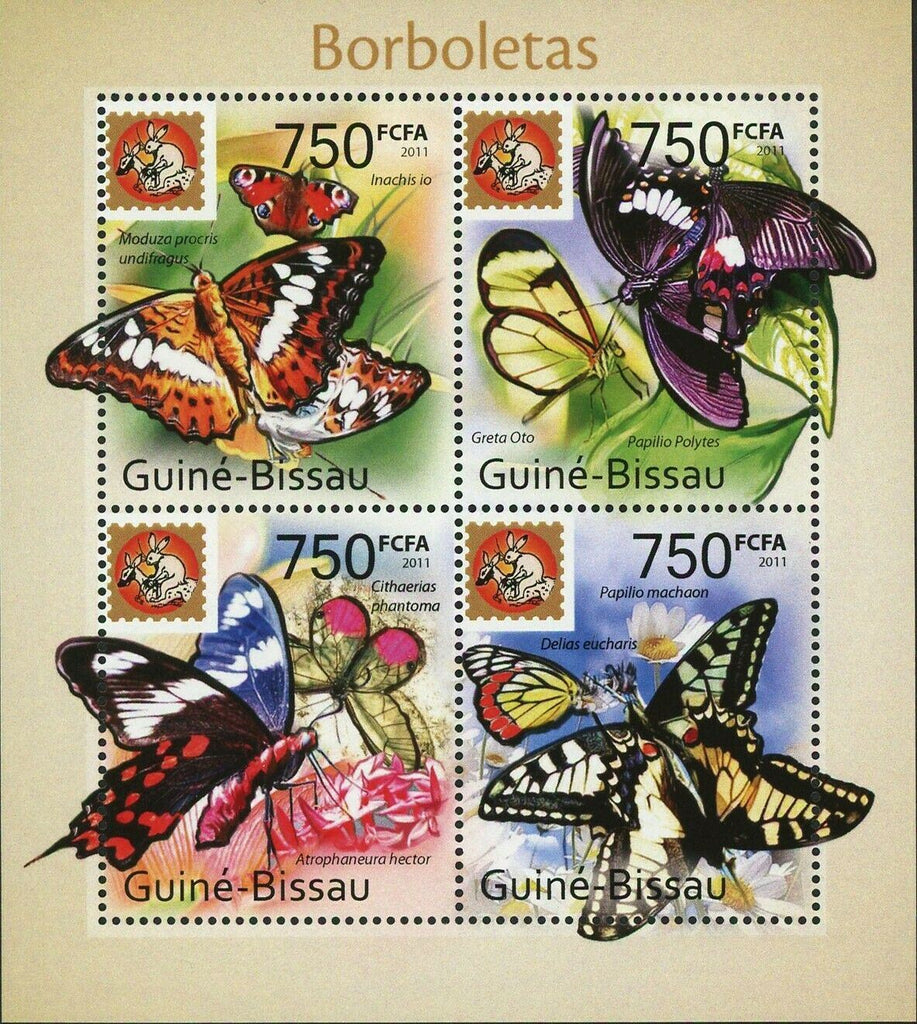 Butterflies Stamp Philanippon Inachis Io Cithaerias Phantoma Greta Oto S/S MNH