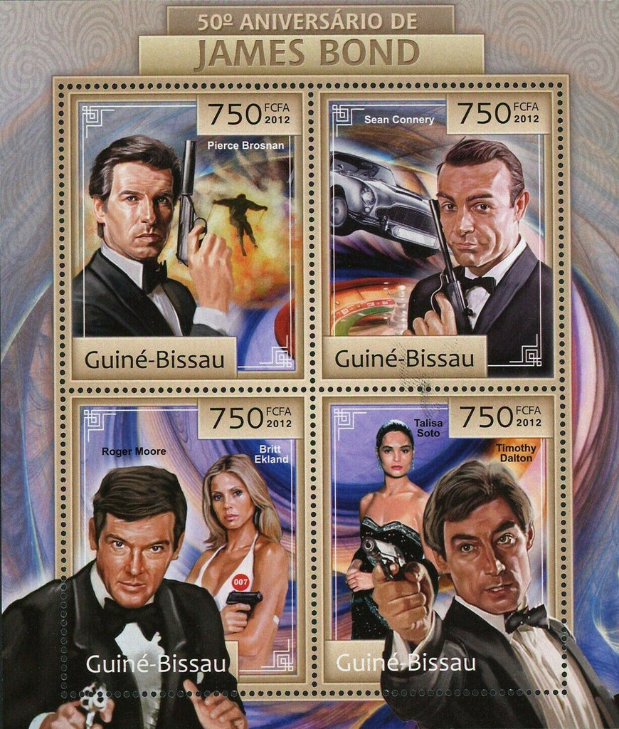 James Bond Stamp Pierce Brosnan Sean Connery Roger Moore S/S MNH #6347-6350
