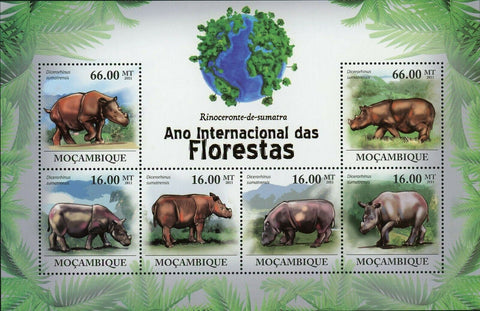Sumatran Rhinoceros Stamp Dicerorhinus Sumatrensis Rhino S/S MNH #4385-4390