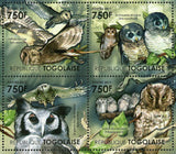 African Owls Stamp Birds Tyto Capensis Bubo Lacteus S/S MNH #4127-4130