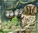African Owls Stamp Birds Tyto Capensis Bubo Lacteus S/S MNH #4127-4130