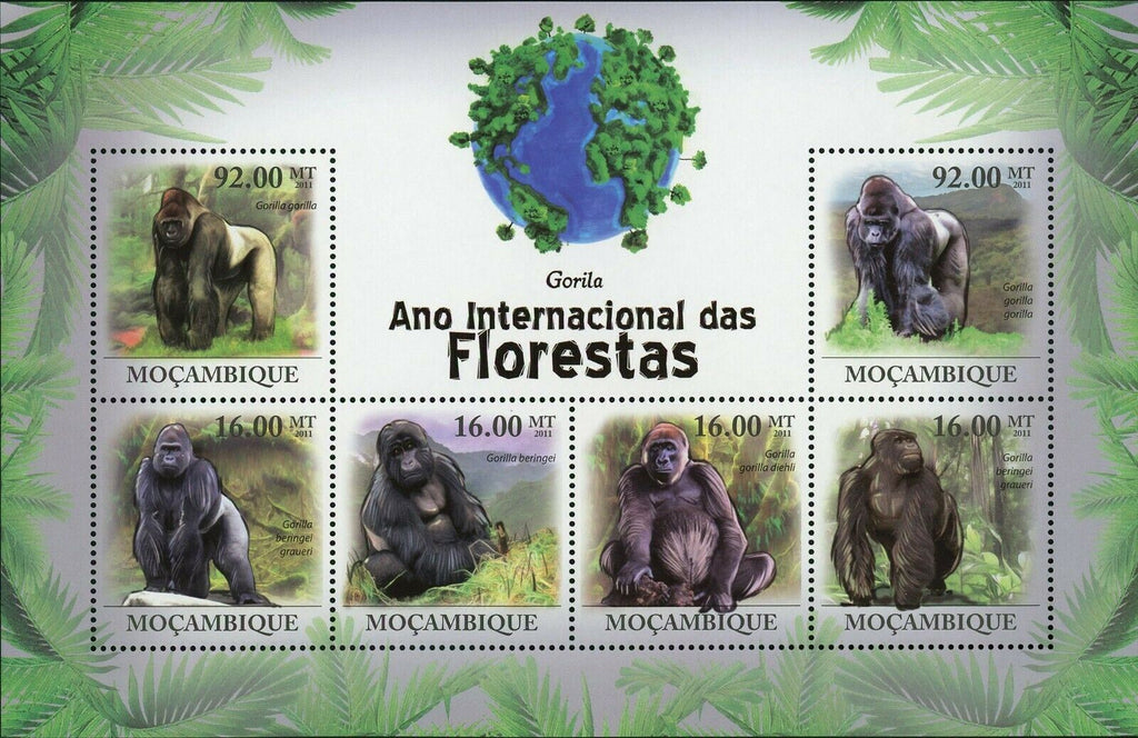 Gorillas Stamp Gorilla Gorilla Beringei Graueri Souvenir Sheet MNH #4451-4456