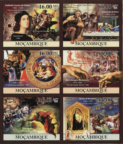 Renaissance Stamp Raffaello Sanzio Giotto di Bondone Sandro S/S MNH #5100-5105