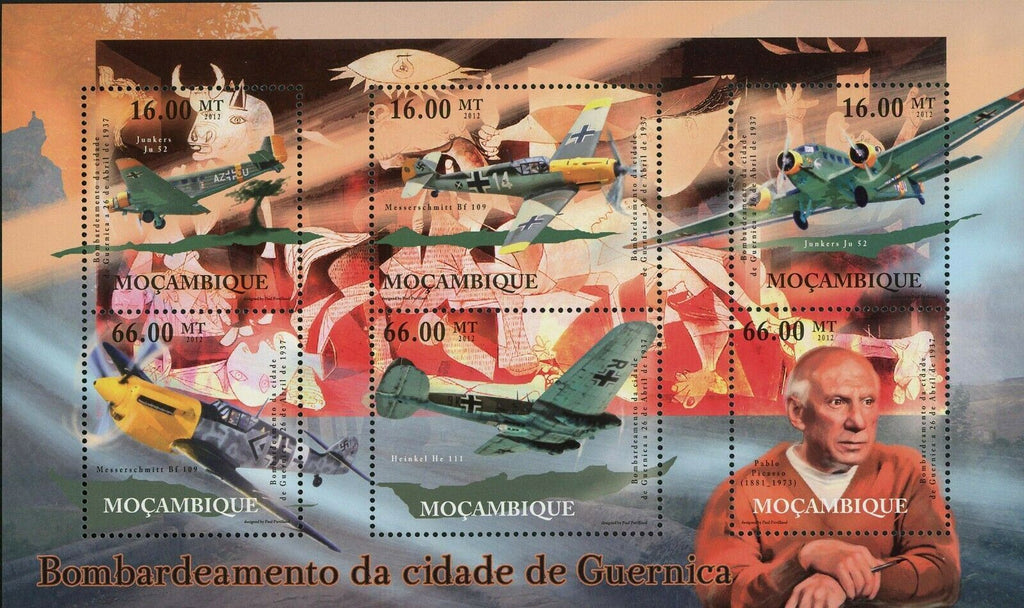 Bombardment Guernica Stamp Aircrafts Pablo Picasso Messerschmitt S/S MNH #5589