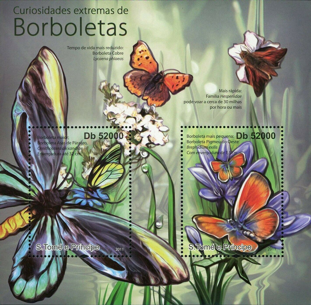 Butterflies Stamp Ornithoptera Alexandrae Lycaena Phlaeas S/S MNH #4830-4831