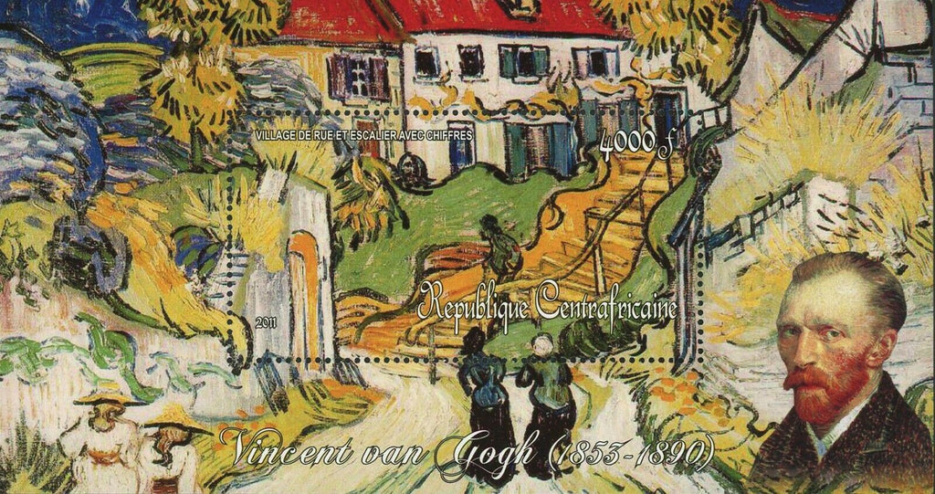 Vincent Van Gogh Stamp Village De Rue Et Escalier Avec Chiffres S/S MNH #3511