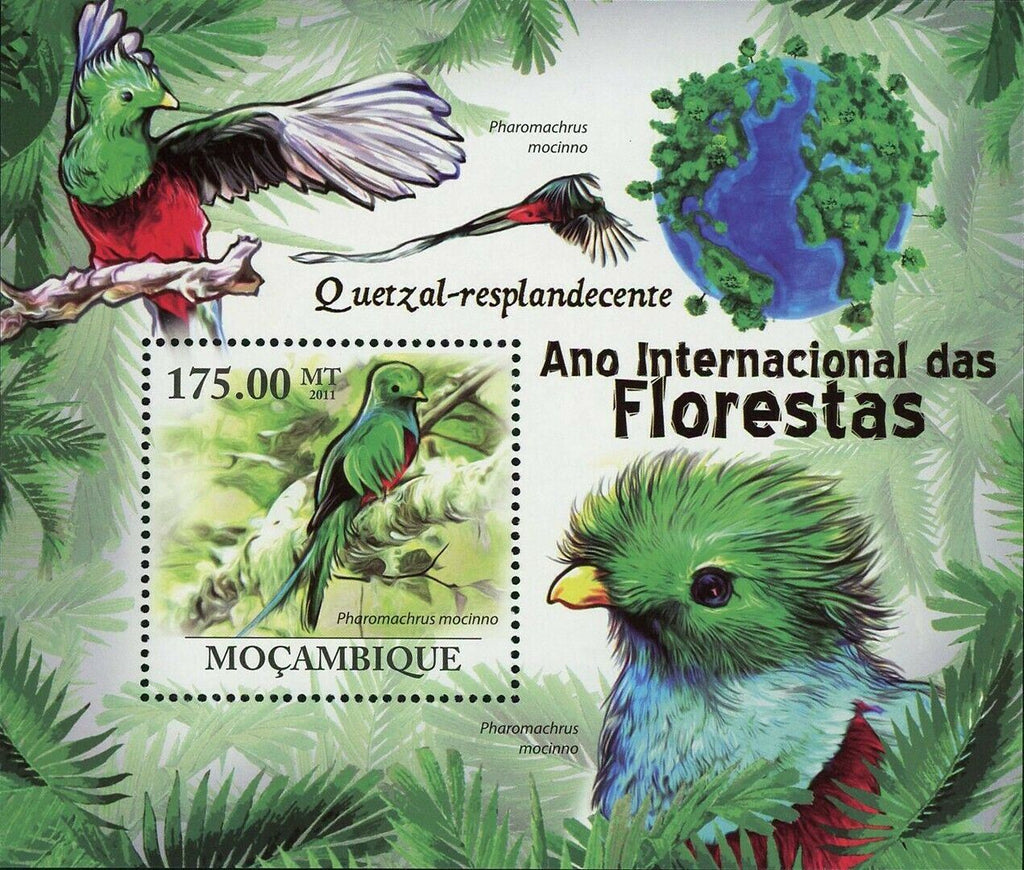 Resplendent Quetzal Birds Stamp Pharomachrus Mocinno S/S MNH #4380 / Bl.416