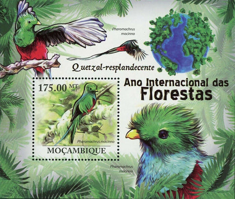 Resplendent Quetzal Birds Stamp Pharomachrus Mocinno S/S MNH #4380 / Bl.416