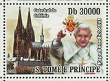Popes Stamp John Paul II Benedict XVI Churches Notre Dame Cathedral S/S MNH