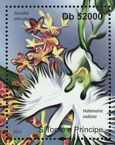 Orchids Stamp Ansellia Africana Habenaria Radiata S/S MNH #4828-4829 / Bl.827