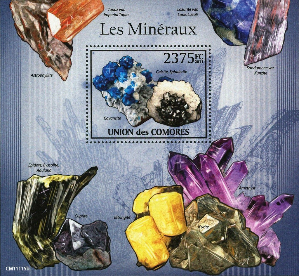 Minerals Stamp Cuprite Epidote Astrophyllite Topaz S/S MNH #2951 / Bl.613