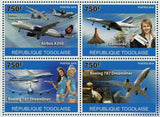 Airliners Stamp Airbus A350 Concorde Boeing 787 Airplane S/S MNH #3724-3727