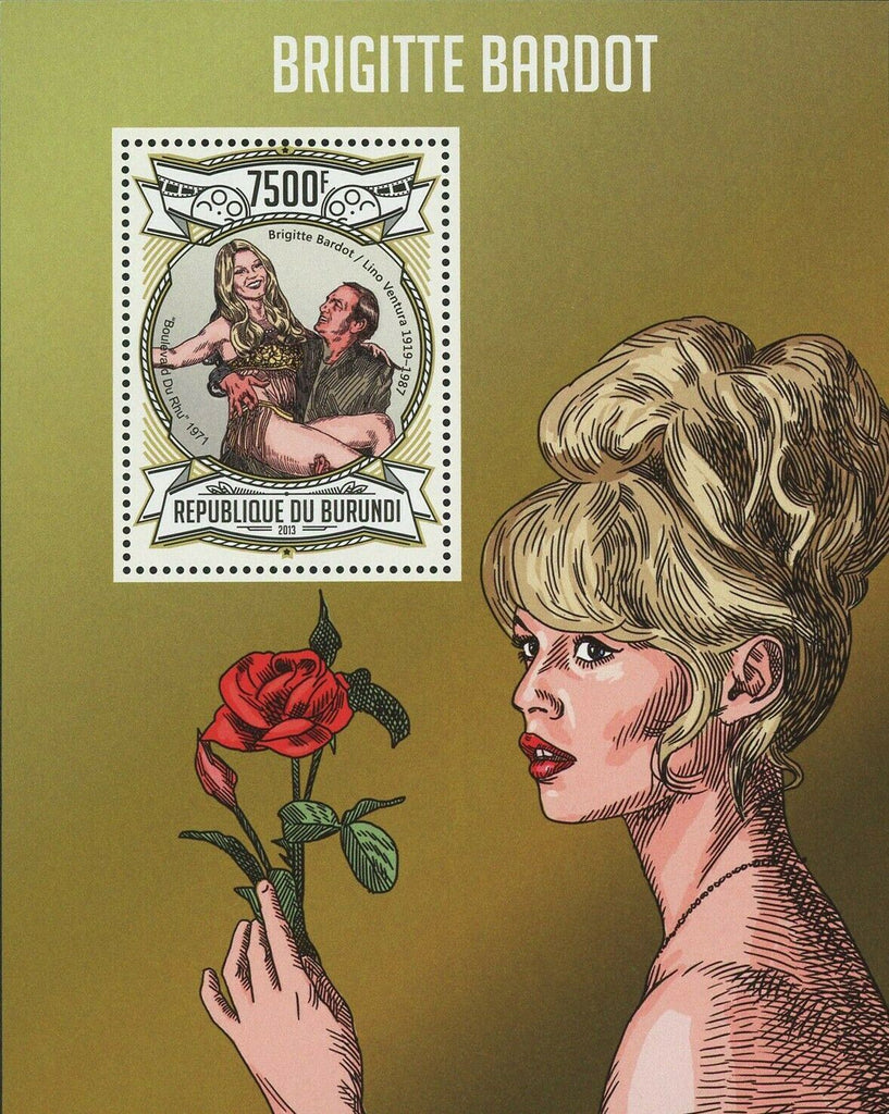 Brigitte Bardot Stamp Lino Ventura French Actress S/S MNH #3012 / Bl.326