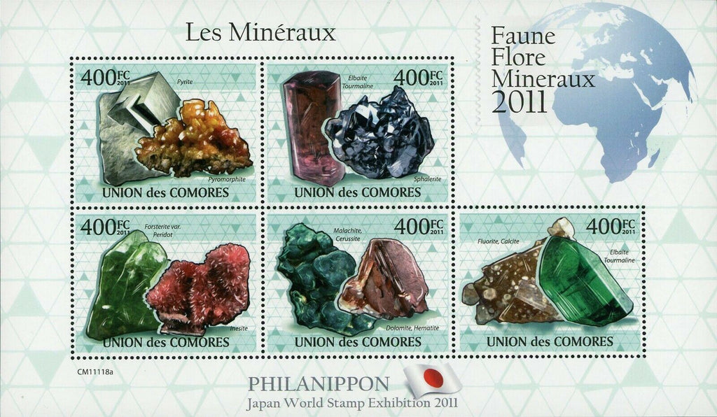 Minerals Stamp Philanippon Inesite Pyromorphite Sphalerite S/S MNH #2929-2933
