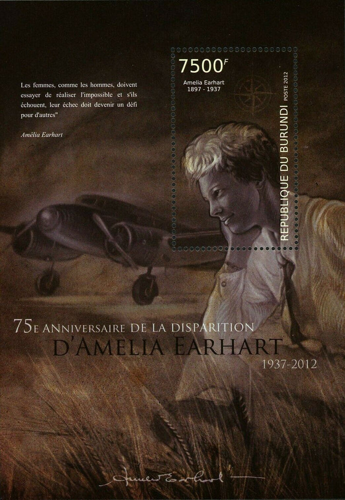 Amelia Earhart Stamp Famous Women First Flight S/S MNH #2952 / Bl.314