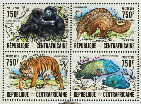 Endangered Species Stamp Gorilla Beringei Panthera Tigris S/S #6280-6283