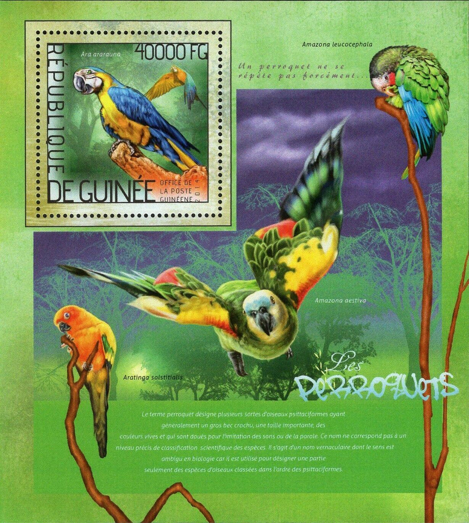 Parrots Stamp Ara Ararauna Aratinga Solstitialis S/S MNH #10358 / Bl.2364