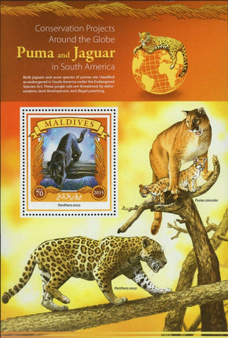 Puma Jaguar Stamp Panthera Onca Puma Concolor S/S MNH #5940 / Bl.848