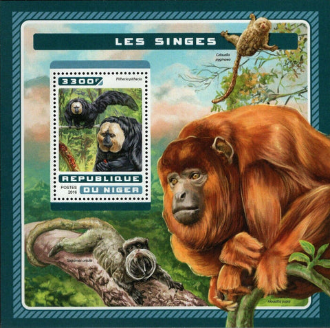 Monkeys Stamp Pithecia Saguinas Ursula Cebuella Pygmaea S/S MNH #4621 / Bl.628