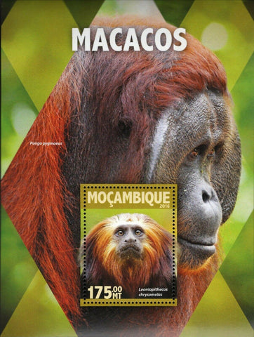 Monkeys Stamp Pongo Pygmaeus Leontopithecus S/S MNH #8348 / Bl.1109