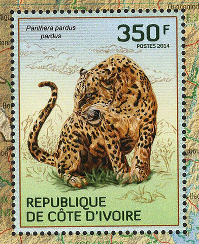 Leopards Stamp Panthera Pardus Pardus Wild Animal S/S MNH #1595