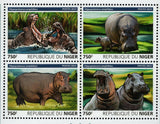 Hippos Stamp Hippopotamus Amphibius Souvenir Sheet MNH #3807-3810