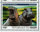 Hippos Stamp Hippopotamus Amphibius Souvenir Sheet MNH #3807-3810