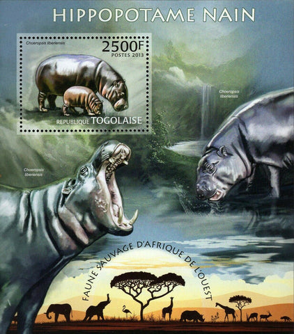 Hippopotamus Stamp Choeropsis Liberiensis Souvenir Sheet MNH #4855 / Bl.789