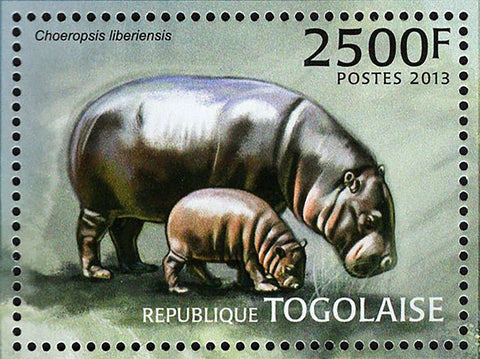 Hippopotamus Stamp Choeropsis Liberiensis Souvenir Sheet MNH #4855 / Bl.789