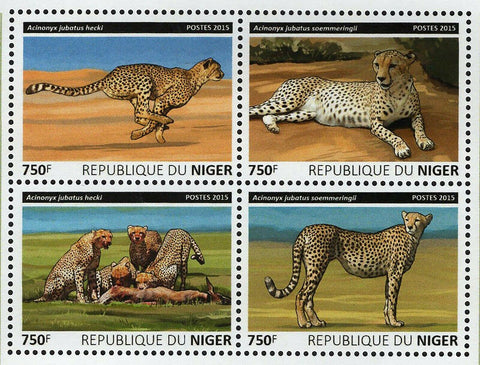 Cheetahs Stamp Acinonyx Jubatus Hecki Wild Animal S/S MNH #3835-3838