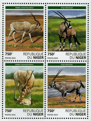 Antelopes Stamp Addax Nasomaculatus Oryx Dammah S/S MNH #3819-3822