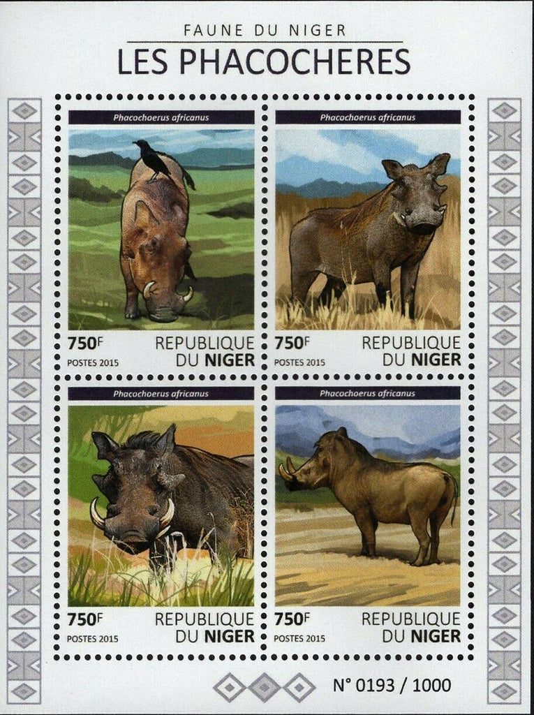 Warthogs Stamp Phacochoerus Africanus Wild Animal S/S MNH #3811-3814